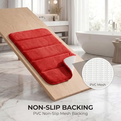 2 Piece Memory Foam Bath Mat Set, Extra Soft Absorbent Bathroom Rugs with U-Shaped Toilet Rug, Non-Slip Backing, Machine Washable, 24x16 + 20x20 U-Shaped, Red