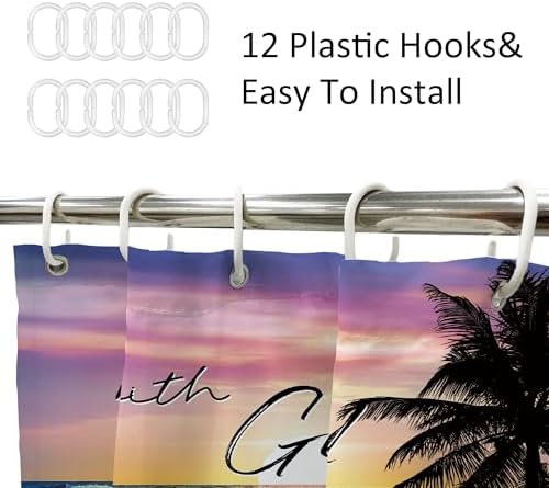 Ocean Coastal Bible Verse Sunrise Beach Quotes Bathroom Shower Curtain Set