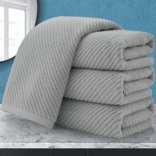 VOOVA & MOVAS Bathroom Hand Towels 4PC, 100% Cotton, 18x28 in, Gray