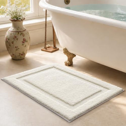 LUMI Soft Bathroom Rugs Absorbent, Non Slip Bath Mat 16x24, Ivory White