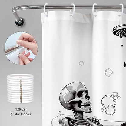 Skull Gothic Spooky Cool Bone BUBB Bathroom Shower Curtain Set