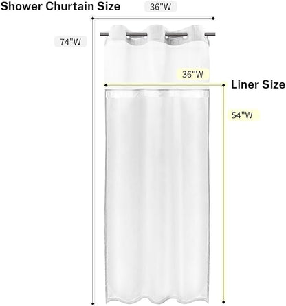 River Dream Fabric Snap in Shower Curtain Liner Replacement,White,36x54 | with Magnets,Detachable Liner,Quick Dry，Machine Washable，Fit for River Dream 36(W) x 74(H) with Window Shower Curtain