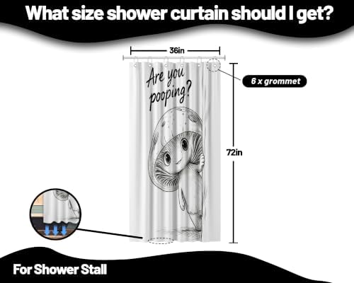 Small Stall Shower Curtain Rv are You Pooping Mushroom, 36 x 72 Inch