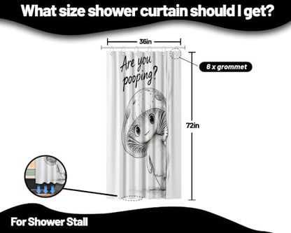 Small Stall Shower Curtain Rv are You Pooping Mushroom, 36 x 72 Inch