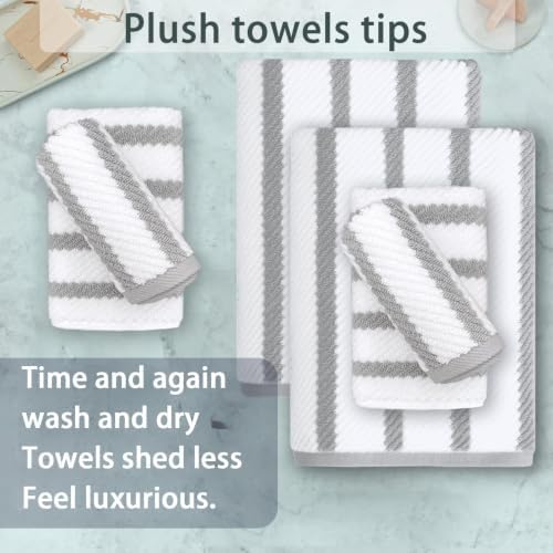 VOOVA & MOVAS 6PC Towel Set, 100% Cotton, Gray Beige