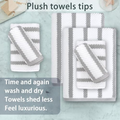 VOOVA & MOVAS 6PC Towel Set, 100% Cotton, Gray Beige