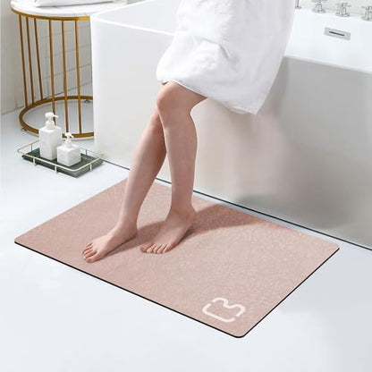 Diatomaceous Earth Bath Mat Stone Bath Mats for Bathroom,17"x27",Blush Pink