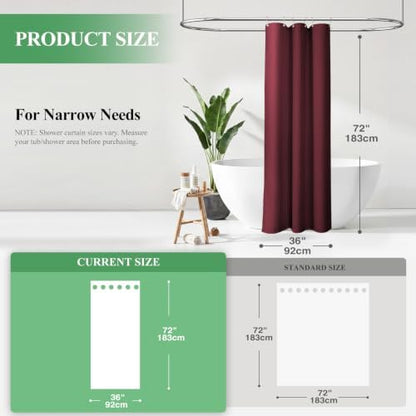 Dynamene Stall Waffle Shower Curtain 256 GSM Heavy Fabric 36x72 Burgundy