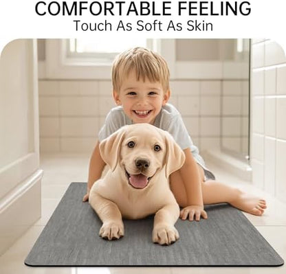 Mecko Bath Mat 20"x32",Ultra Thin Bathroom Rug fit Under Door Grey