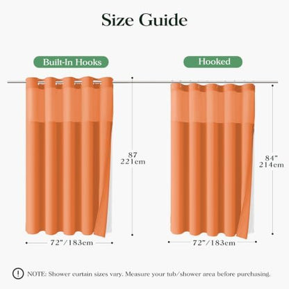 Dynamene Burnt Orange Hook Free Waffle Shower Curtain & Snap-in Liner,72x87