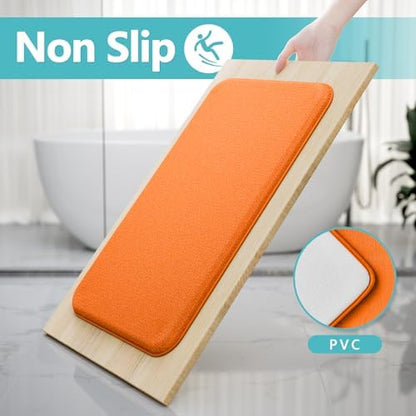 Orange Memory Foam Bath Mat Set Extra Soft Bathroom Rugs 3 Piece Non Slip Absorbent & Dry Living Mat Sets Washable Bath Carpets with Toilet Rug,Bath Rugs for Bathroom,Tub,Shower,Kitchen,Bedroom