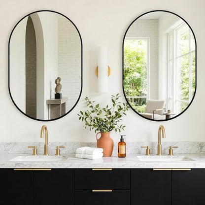 Oval Bathroom Mirror, 2 Pack 24"x36" Black Vanity Mirror for Over Sink