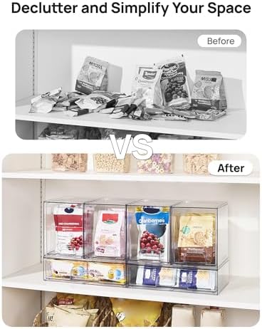 Vtopmart Clear Stackable Storage Drawers Set of 3, Plastic Organizer Bins