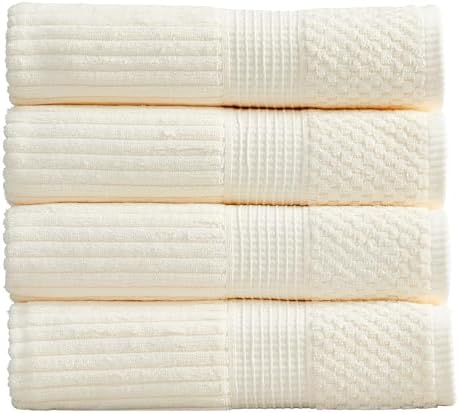 Springtree Home 100% Cotton Bath Towel Set | 4-Pack | Textured | Cream