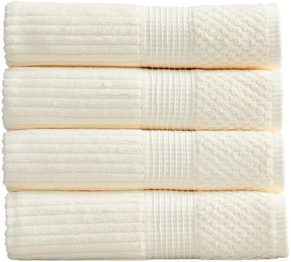 Springtree Home 100% Cotton Bath Towel Set | 4-Pack | Textured | Cream