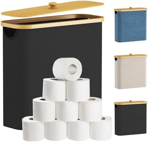 Lifewit Toilet Paper Storage Holder, Extra Large Stand Basket, 30L, Black