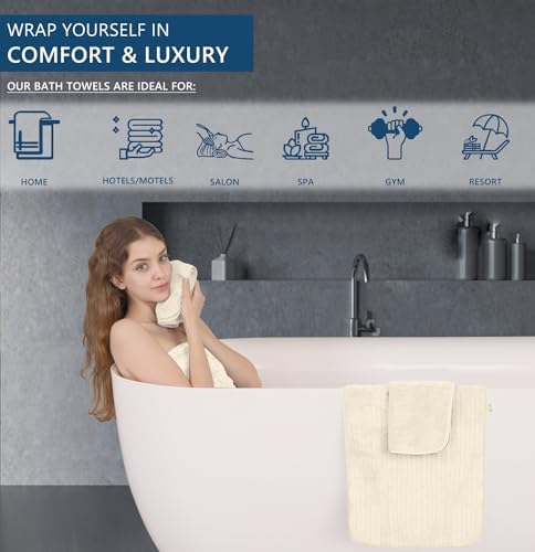 Extra Large Bath Sheet Set of 4,Ultra Soft Fluffy Towel,35”x 70”Oversized Bath Towel Set,Premium Microfiber Bathroom Towel Set Highly Absorbent Quick Dry Shower Towel for Bathroom,Hotel,Spa(Beige)