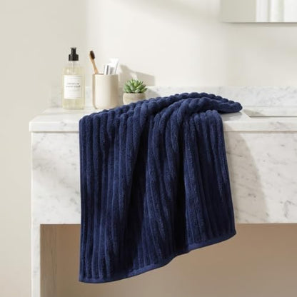 3 Pack Bath Towel Set, 40"x80" Oversized Bath Sheet,Navy Blue
