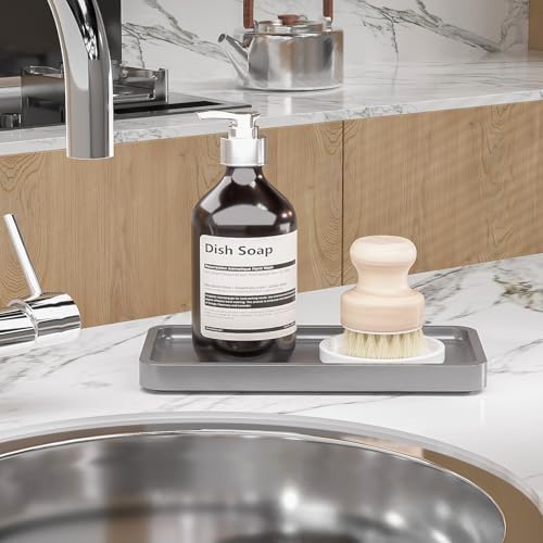 Weenson Bamboo Bathroom Vanity Tray, Decor, Silver, 7.9" x 4" x 0.8"