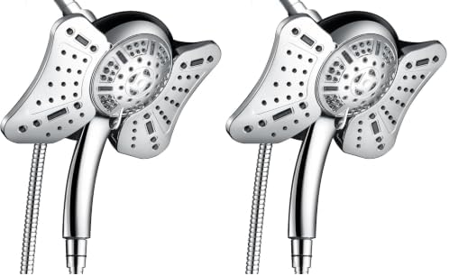 GRICH 2.5GPM Shower Head with Handheld Spray Combo: 2 in 1 Rainfall Shower Heads high pressure & Handheld Shower Head, 9 Spray Modes/Settings Detachable Shower Head with 60 Inch Hose (Pack of 2)