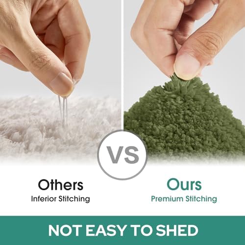 HOMEIDEAS Bathroom Rugs Sets 2 Piece, Super Soft and Absorbent Non Slip Microfiber U-Shaped Toilet Bath Mat Set (20"x32"+U20 x24, Sage Green)