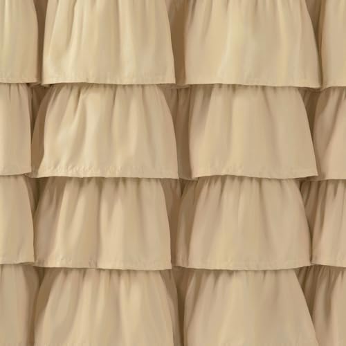 Ruffle Farmhouse Shower Curtain, Beige Vintage Shower Curtains for Bathroom Fabric Cute Rustic Cloth, 72" W X 72" L Inch