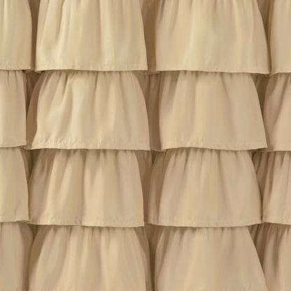 Ruffle Farmhouse Shower Curtain, Beige Vintage Shower Curtains for Bathroom Fabric Cute Rustic Cloth, 72" W X 72" L Inch