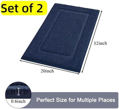 SHACOS Soft Navy Blue Black Bathroom Rugs Sets 2 Pieces 32x20 inch