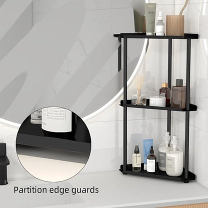 FLE Corner Bathroom Counter Organizer, 3 Tier Corner Shelf Countertop Black