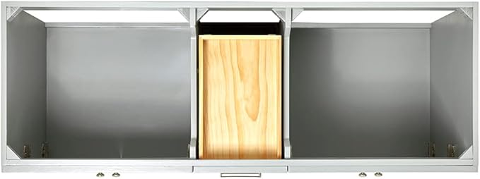 ARIEL Hamlet 60-inch Bathroom Vanity Base Cabinet,Solid Wood, 4 Soft Closing Doors, 3 Dovetail Drawers, Brushed Nickel, Grey