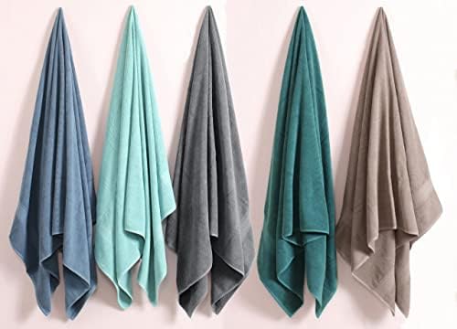 HILLFAIR 100% Cotton 2 Pc XXL Oversized Bath Towel Set 40"x 80"- Platinum