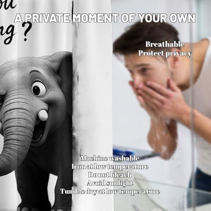Funny Elephant Shower Curtain are You Pooping, 70x72 Inchs