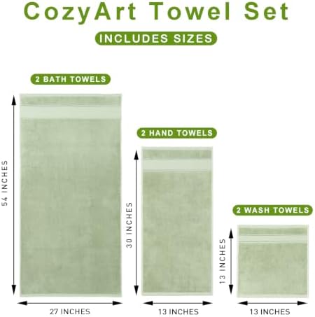COZYART Bath Towel Set 6 PCS, Luxury 100% Turkish Cotton 650GSM Ultra Soft