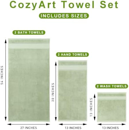 COZYART Bath Towel Set 6 PCS, Luxury 100% Turkish Cotton 650GSM Ultra Soft