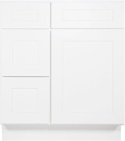 Furinno Shaker Drawers Left Bath Vanity Cabinet Without Top, Ready to Assemble, 21 D x 30 W x 34.5 H, White