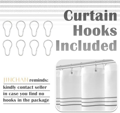 jinchan Small Stall Shower Curtain 48x72 inches Grey and White Modern Farmhouse Striped Waterproof Fabric Shower Curtains for Bathroom with 7 Hooks Machine Washable