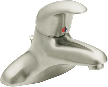 Moen 8414F12BN Commercial Single Handle Lavatory Faucet with Drain 1.2 gpm, Brushed Nickel