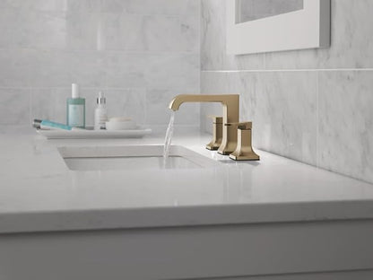 Delta Velum Brushed Gold Bathroom Faucet 3 Hole, 8 Inch Widespread Bathroom Sink Faucet for Vanity, Metal Push-Pop Drain Assembly, Champagne Bronze 3539LF-CZMPU