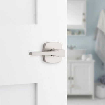 Kwikset Tripoli Lever Interior Privacy Door Handle with Lock, Door Lever for Bathroom and Bedroom, Satin Nickel Reversible Keyless Turn Lock, with Microban Protection (Pack of 6)