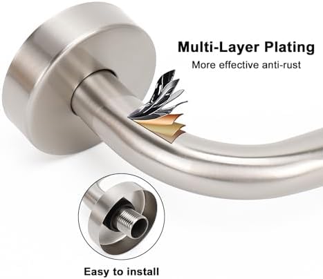 NearMoon S Shaped Shower Head Riser Arm, Shower Extender Arm with Flange, Standard 1/2" Connection- Bathroom Accessory (12 Inch, Brushed Nickel)