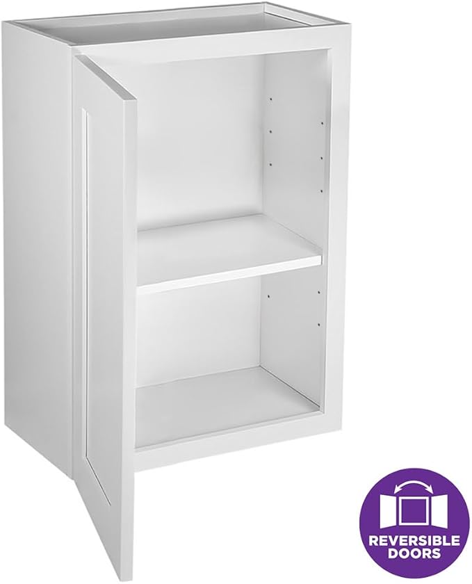 Design House Brookings Shaker Unassembled Wall Kitchen Cabinet W1824, 18 W x 12 D x 24 H, Painted White, Solid Wood, Design House, 561555