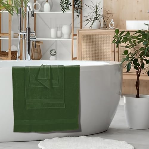 Belizzi Home Ultra Soft 6 Pack Cotton Towel Set, Contains 2 Bath Towels 28x55 inch, 2 Hand Towels 16x24 inch & 2 Wash Coths 12x12 inch, Ideal Everyday use, Compact & Lightweight - Olive Green