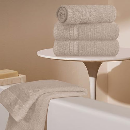 BOUTIQUO Ultra Soft 6-Piece Hand Towel Set 16x28-100% Ringspun Cotton - Durable & Highly Absorbent Hand Towels - Ideal for use in Bathroom, Kitchen, Gym, Spa & General Cleaning - Tan