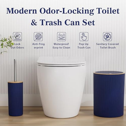 Bathroom Accessories Set 25 PCS, Navy Blue Shower Curtains Set