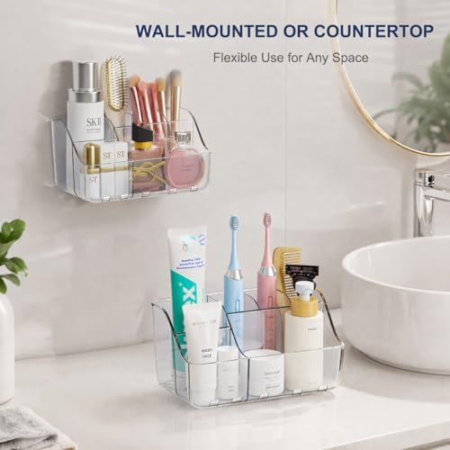 Sotfamily Clear Kids Toothbrush Holders for Bathrooms, 1 Pack(No-Drill)
