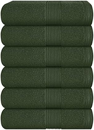 Belizzi Home Ultra Soft 6-Piece Hand Towel Set 16x28-100% Ringspun Cotton - Durable & Highly Absorbent Hand Towels - Ideal for use in Bathroom, Kitchen, Gym, Spa & General Cleaning - Olive Green