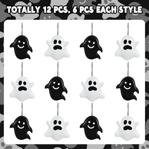 12 Pieces Halloween Shower Curtain Hooks for Bathroom