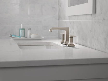 Delta Velum Brushed Nickel Bathroom Faucet 3 Hole, 8 Inch Widespread Bathroom Sink Faucet for Vanity, Metal Push-Pop Drain Assembly, Stainless 3539LF-SSMPU