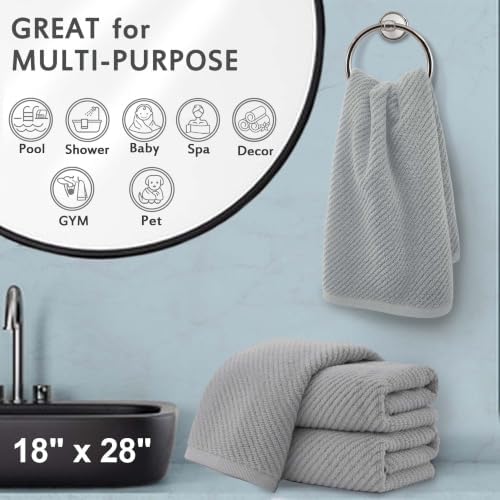 VOOVA & MOVAS Bathroom Hand Towels 4PC, 100% Cotton, 18x28 in, Gray