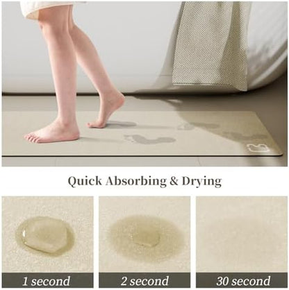 Diatomaceous Earth Bath Mat Stone Bath Mats for Bathroom,15.7"x23.6",Beige
